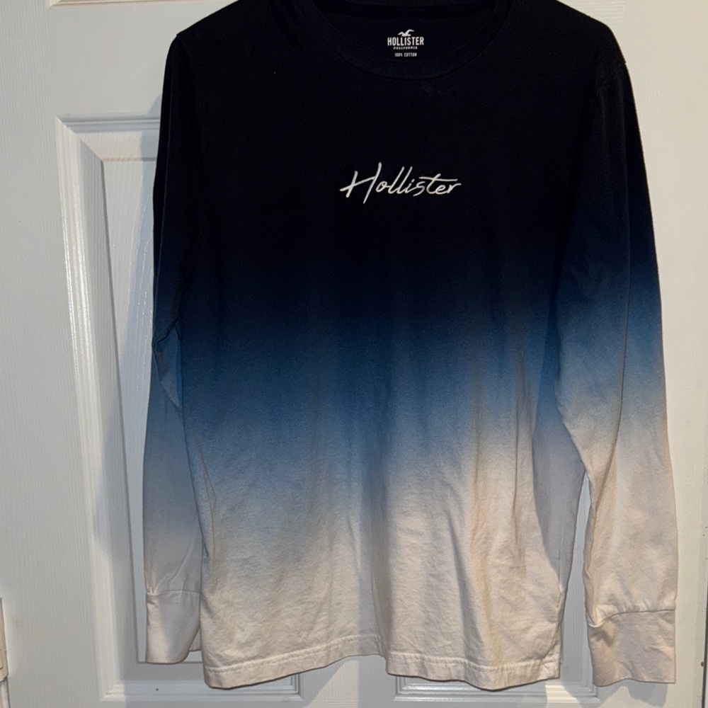 Men’s Hollister Blue & White Ombré Long Sleeve Top Size Medium